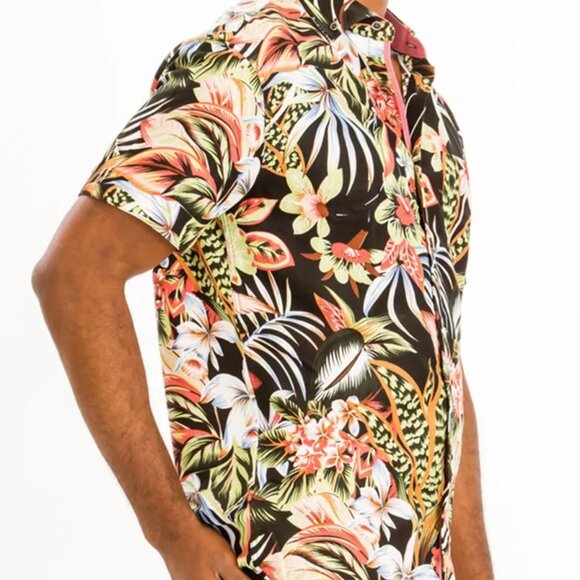 ✨NWT‎ WEIV Men's Full Size Hawaiian Print Button Down Shirt Plus Size - Picture 2 of 3